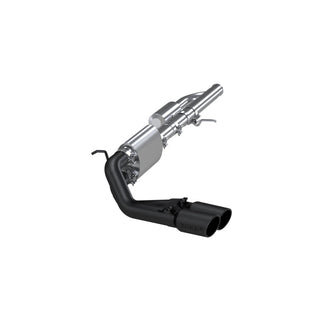 MBRP catback exhaust system for Chevrolet Silverado 1500 09+ with dual outlet and 4-inch black tip, pre-axle design.