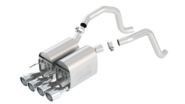 Borla catback exhaust rear section for 2005-2008 Chevrolet Corvette coupe and convertible with 6.0L/6.2L V8 engine, aggressive ATAK design
