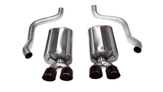 Black CORSA Performance axle-back exhaust for 2009-2013 Chevrolet Corvette C6 6.2L V8, showing the polished tips and piping.