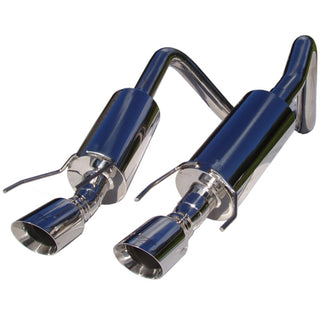 MBRP dual muffler axle back exhaust for 2005-2008 Chevy Corvette with round dual wall tips, stainless steel construction.