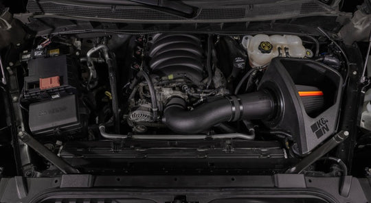 K&N Engineering cold air intake for 2019+ Chevrolet Silverado 1500 V8 5.3L/6.2L NextGen DryFlow filter system installed