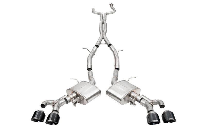 CORSA Performance Corsa 22-25 Cadillac CT4 V Blackwing 3-inch active valve catback exhaust with 4.5-inch black tip on a vehicle