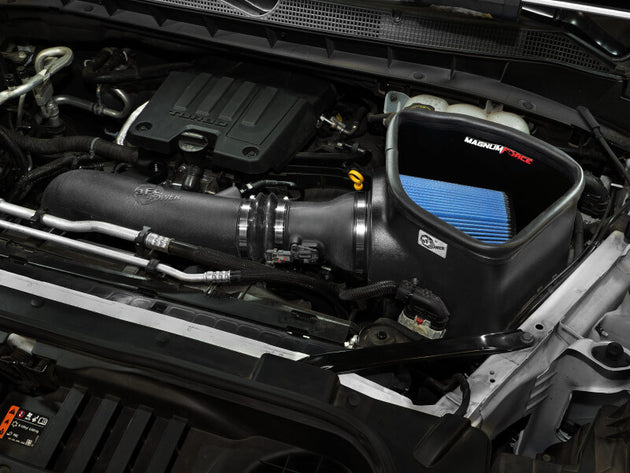 aFe Magnum FORCE Stage-2 Cold Air Intake System with Pro 5R filter for GM 1500 trucks 2019-2026, L4-2.7L engine, installed in vehicle