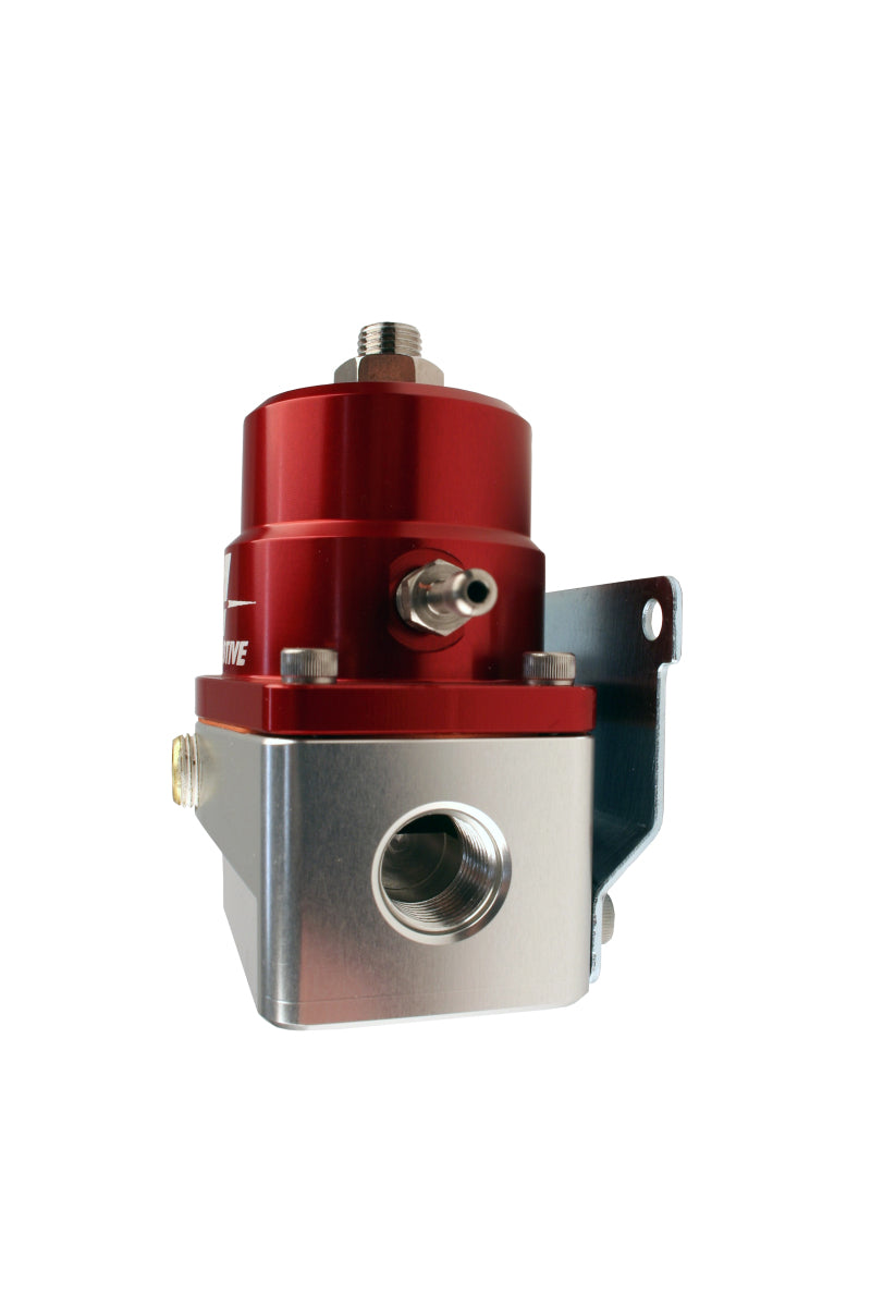 Aeromotive A1000-6 fuel pressure regulator with dual inlet and single return, adjustable EFI regulator for fuel system optimization.