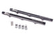 Radium Engineering GM LS7 engine fuel rails in black with metal fittings, designed for high-performance fuel delivery.