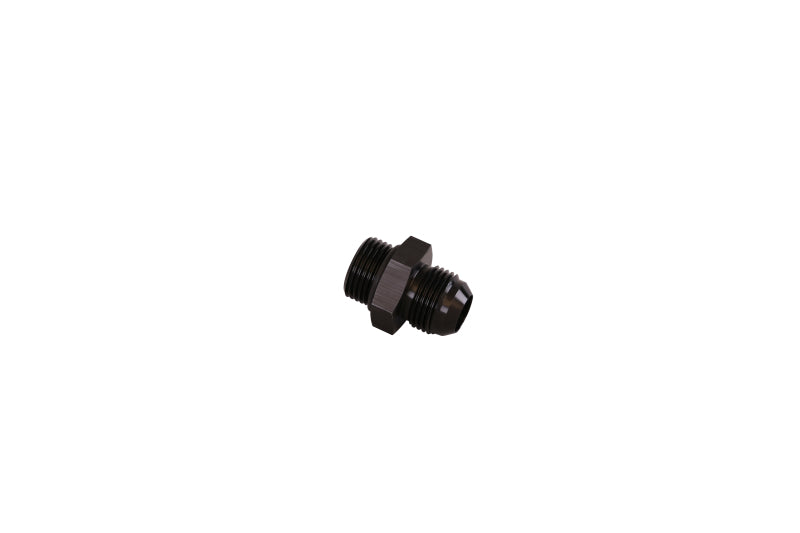 Aeromotive ORB-10 to AN-10 male flare adapter fitting for fuel or oil lines, showing the threaded flare end and adapter body.