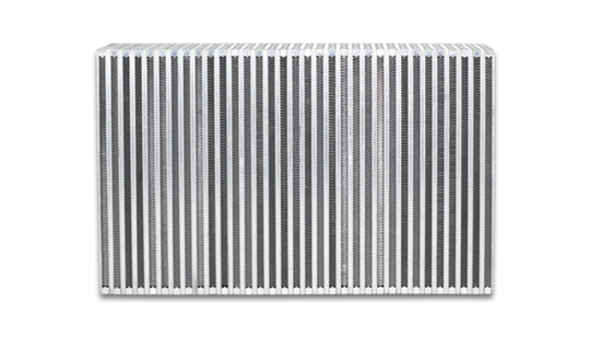 Vibrant vertical flow intercooler with 22-inch width, 14-inch height, and 4.5-inch thickness for high-performance cooling.