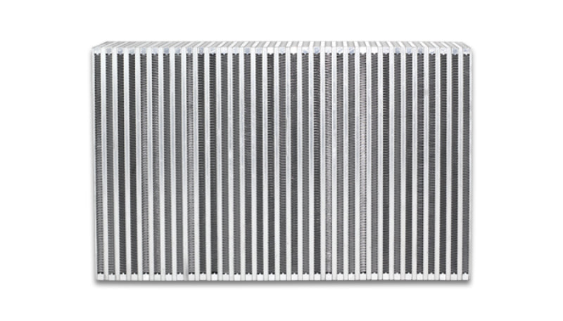 Vibrant vertical flow intercooler with 22-inch width, 14-inch height, and 4.5-inch thickness for high-performance cooling.
