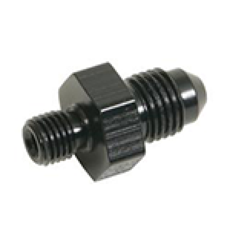Black Fragola -6AN x 10mm x 1.0 male adapter fitting for automotive and plumbing applications.