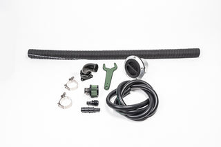 Radium Engineering FCST-X refueling kit for fuel tanks, remote mount standard fill with hoses and connectors visible.