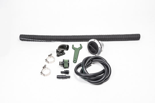 Radium Engineering FCST-X refueling kit for fuel tanks, remote mount standard fill with hoses and fittings visible in the image.