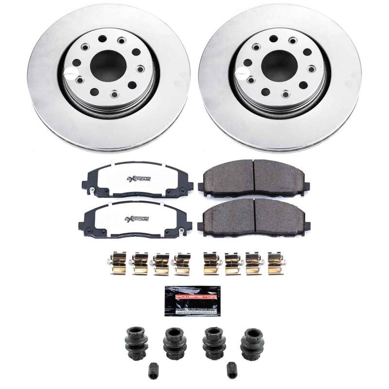 PowerStop Z36 coated brake kit for 2020-2025 Jeep Gladiator front truck and tow brakes, performance brake components.