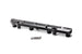 Radium Engineering VW/Audi EA888 fuel rail for port injection, shown in black with metal fittings and mounting hardware.