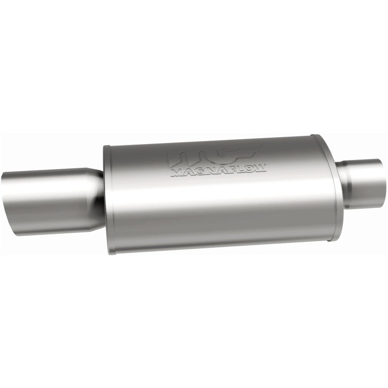 MagnaFlow muffler with tip, model RS 14X5X8, featuring a polished exhaust tip and durable metal construction.