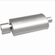 MagnaFlow stainless steel muffler with tip, 14x5x8 inches, featuring dual inlet and outlet pipes, for automotive exhaust systems.