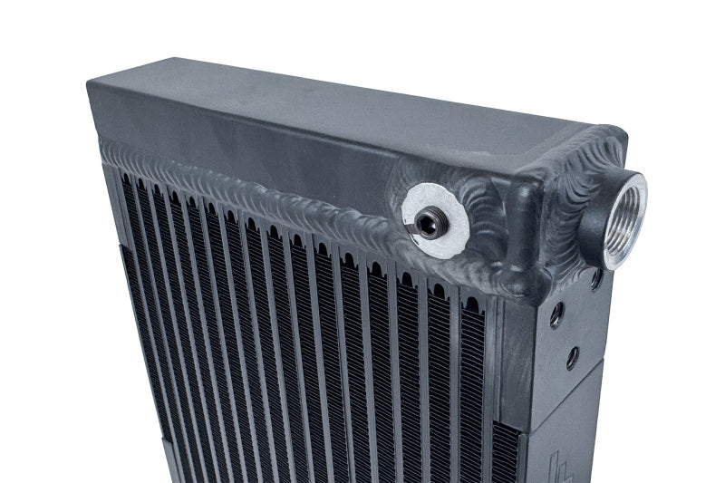 CSF universal large single-pass oil cooler with M22 x 1.5 fittings, measuring 12in long, 9.33in high, and 2.16in wide.