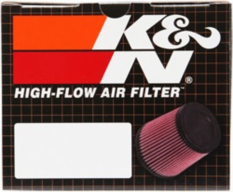K&N Engineering oval drop-in air filter showing black foam and metal mesh with dimensions 8-7/8 inches long, 5-1/4 inches wide, 3-1/4 inches high
