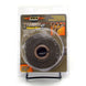 DEI Titanium Exhaust Wrap 2in x 15ft wrapped around automotive exhaust pipe for heat insulation and protection.