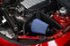 Corvette Camaro SS 6.2L V8 carbon fiber open element cold air intake by CORSA Performance with oiled filter in close-up view.