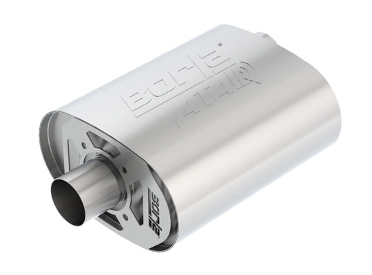 Borla CrateMuffler for Ford 5.0L Coyote, ATAK 2.5-inch offset/center muffler with 12x6x10.34-inch dimensions, vehicle exhaust part.