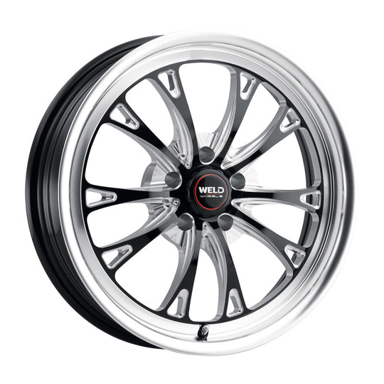 Weld Belmont Beadlock 18x5 cast wheels in gloss black with 5x114.3 bolt pattern, ET23 offset, MIL diameter 78.1