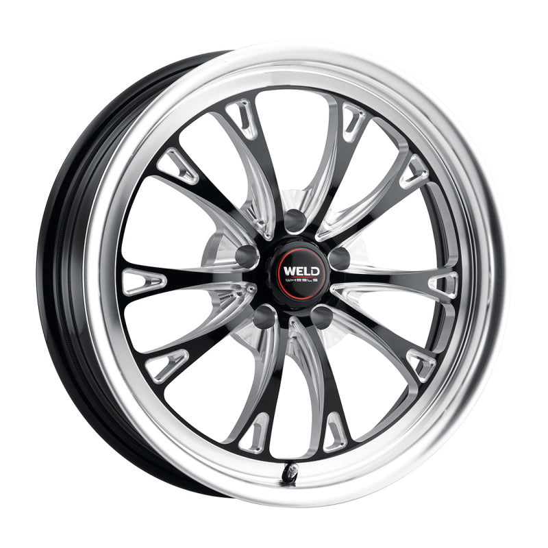Weld Belmont Drag 18x5 cast wheels in gloss black with 5x120 bolt pattern and 78.1mm center bore, showcasing a sleek wheel design.