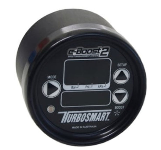 Turbosmart eB2 HP 60psi 60mm black boost controller with 4-port solenoid for vehicle turbo systems.