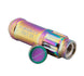 NRG 700 Series M12 x 1.5 steel lug nut set with dust cap covers, locks, and lock socket in neochrome finish on a wheel.