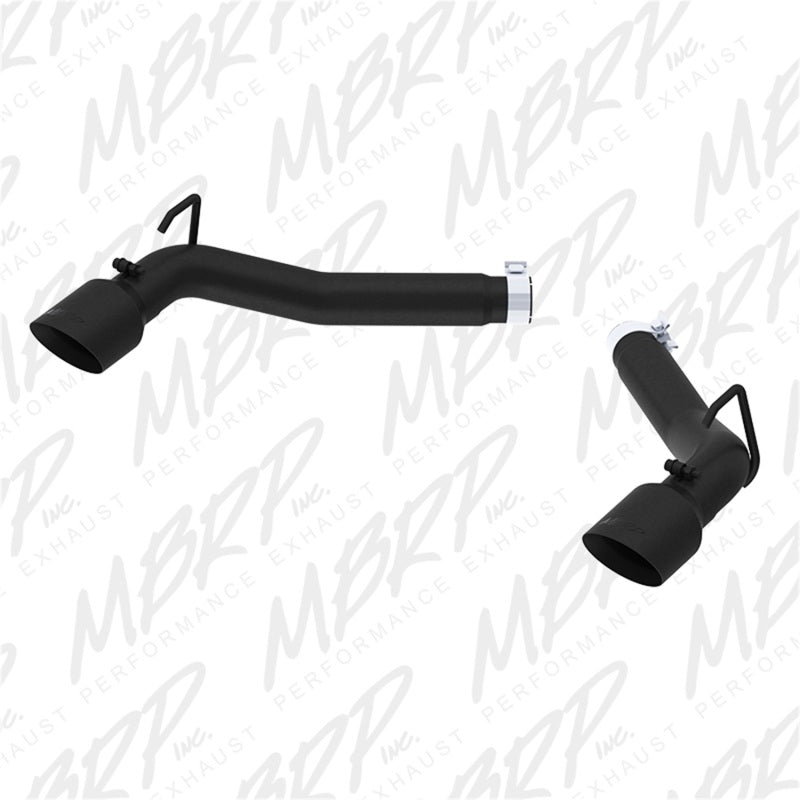 MBRP black coated axle back muffler delete for 2010-2015 Chevrolet Camaro V6 3.6L, showing the sleek exhaust tip.