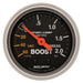 AutoMeter Sport-Comp 52mm mechanical boost gauge displaying pressure levels from 0 to 2.0 bar in a sleek black dial.