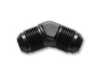 Vibrant Flare Union 45 Degree Adapter Fitting, -6 AN size, with threaded ends and vibrant anodized finish on metallic surface.