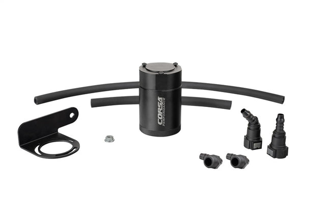 CORSA Performance aluminum oil catch can for 2019-2025 Silverado, Sierra, Tahoe, Suburban, Yukon, and Denali trucks.