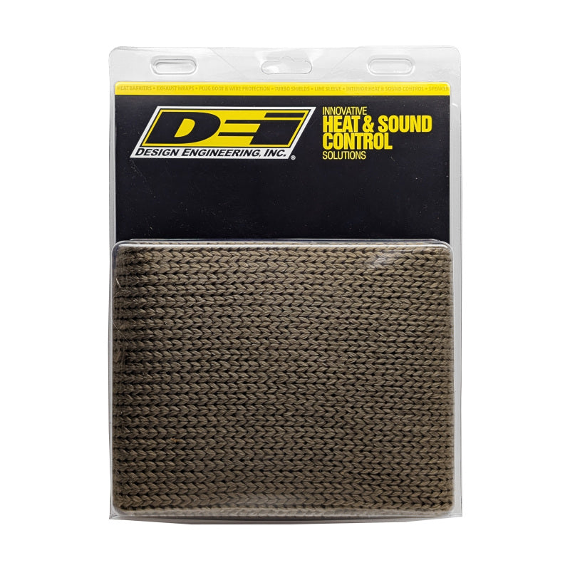 DEI Titanium 4-inch knit exhaust wrap sleeve, 36 inches long, designed to insulate high-performance automotive exhaust systems.