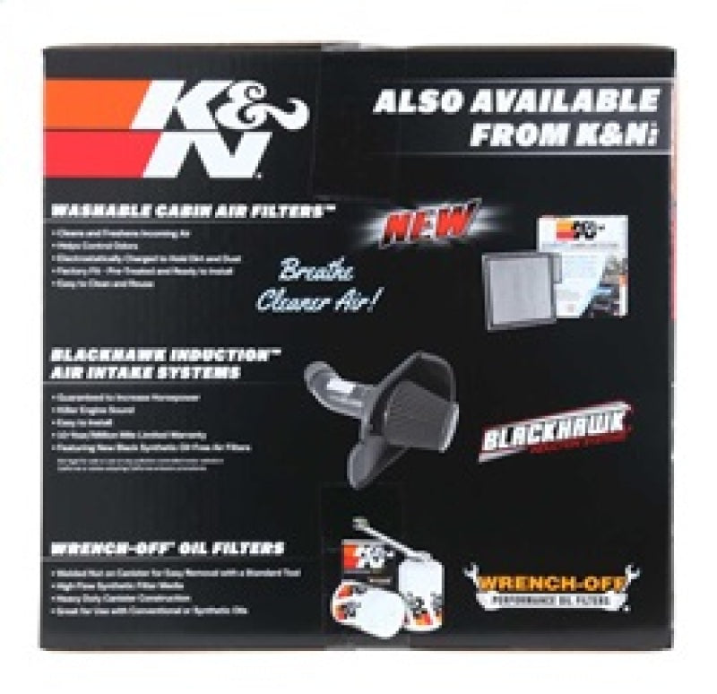 K&N Engineering Chevy Silverado V8 cold air intake kit installed, featuring a large air filter and intake tubing for improved engine airflow.