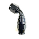 Fragola -6AN Real Street 60 Degree Black Hose End fitting for PTFE hoses, showing detailed metal construction and threading.