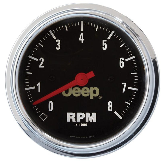 AutoMeter Jeep 52mm electronic fuel level gauge with short sweep, 73 ohms empty, 8-12 ohms full, clear dial display