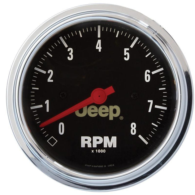 AutoMeter Jeep 52mm electronic fuel level gauge with short sweep, 73 ohms empty, 8-12 ohms full, clear dial display