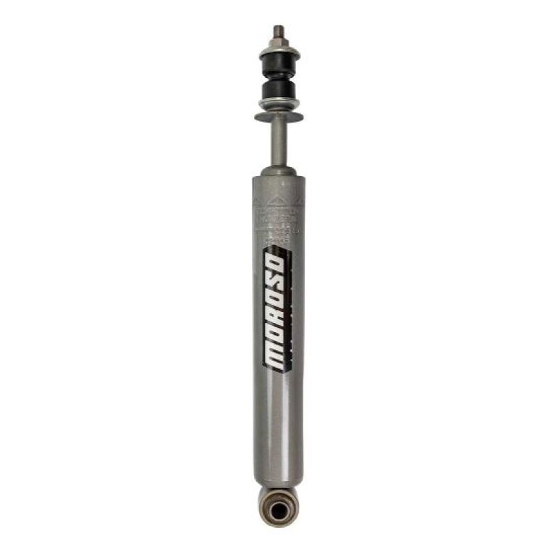Moroso 62-67 Chevy II 3-way adjustable rear drag shock absorber showing metal body and adjustment controls.