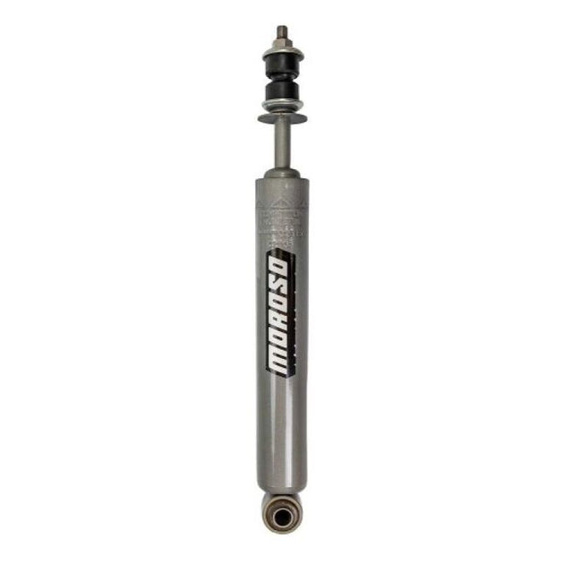 Moroso 62-67 Chevy II 3-way adjustable rear drag shock absorber showing metal body and adjustment controls.