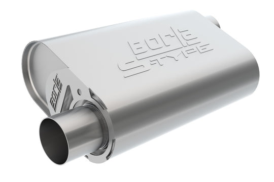 Borla CrateMuffler SBC hot 350/383 oval muffler with 3-inch offset/center inlet, 14x4.35x9 inches for performance exhaust system
