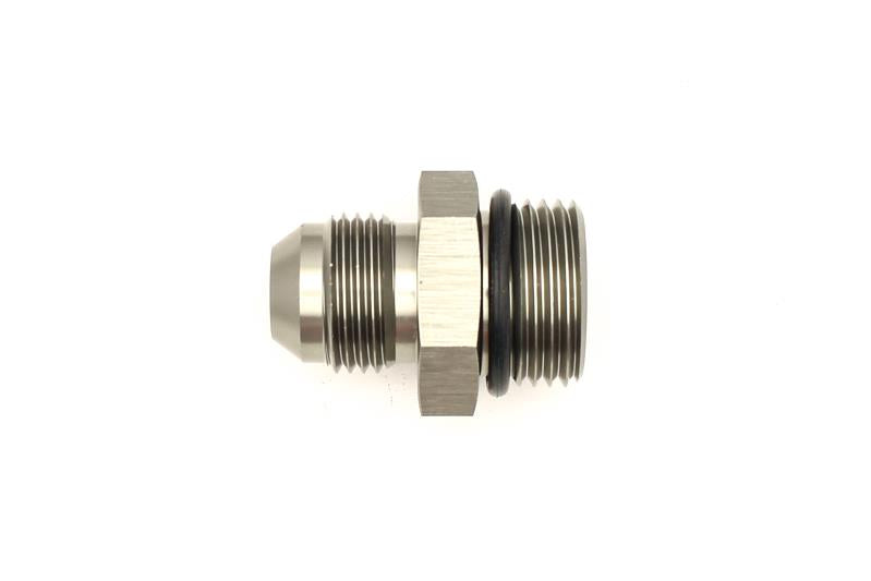 DeatschWerks 10AN ORB male to 8AN male flare fitting with O-ring, automotive fluid connection component.