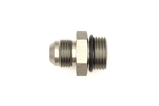 DeatschWerks 10AN ORB male to 8AN male flare fitting with O-ring, automotive fluid connection component.