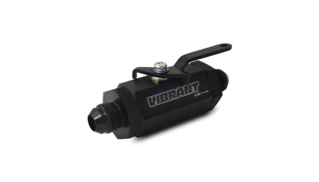 Vibrant black -12AN to -12AN male shut off valve for fuel or fluid systems, shown in a close-up of the fitting details