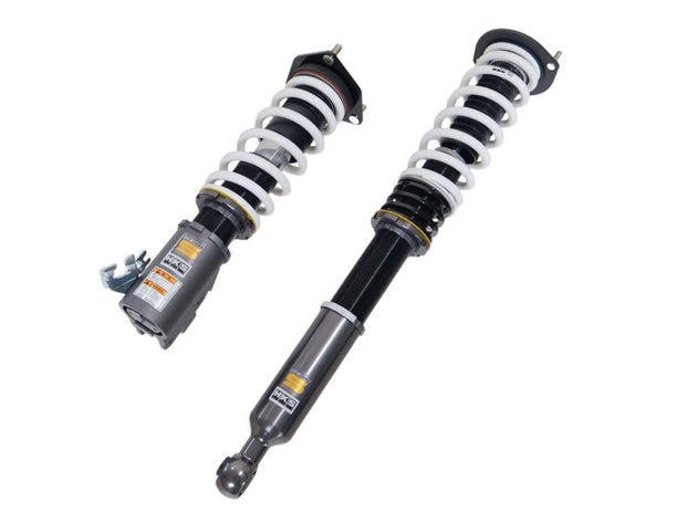 HKS HIPERMAX S coilover kit installed on Nissan S14/S15, showing the adjustable suspension components and strut assembly.