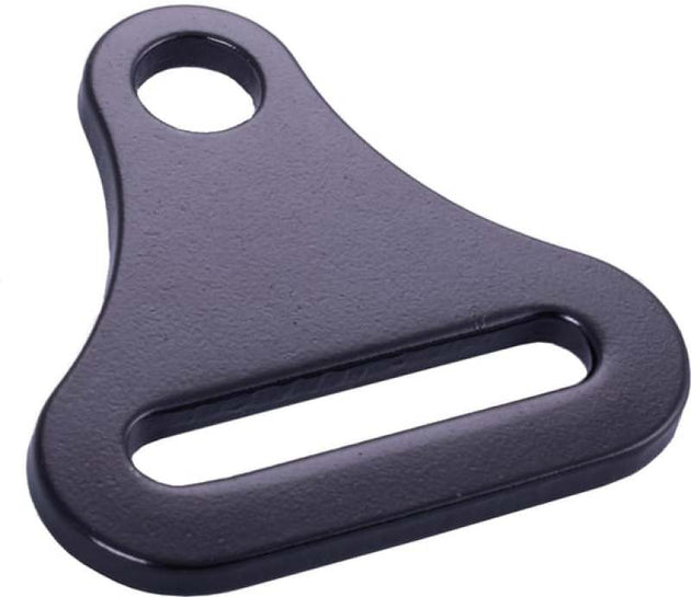RaceQuip forged steel long reach bolt-on end seat belt mounting hardware, black finish, for 2 or 3 inch racing belts