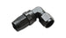 Vibrant 16AN 90 degree forged hose end fitting, black anodized, with smooth curves and detailed threading for secure connection.