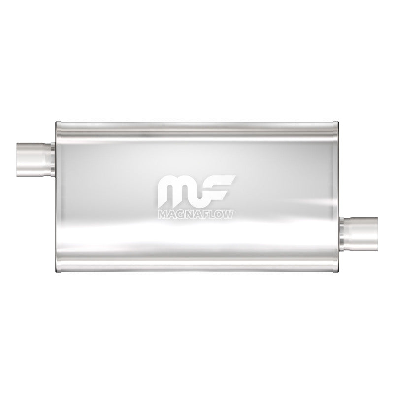 MagnaFlow Mag SS muffler with 22x5x11 inch dimensions and 3x3 inlet/outlet, installed on a vehicle exhaust system