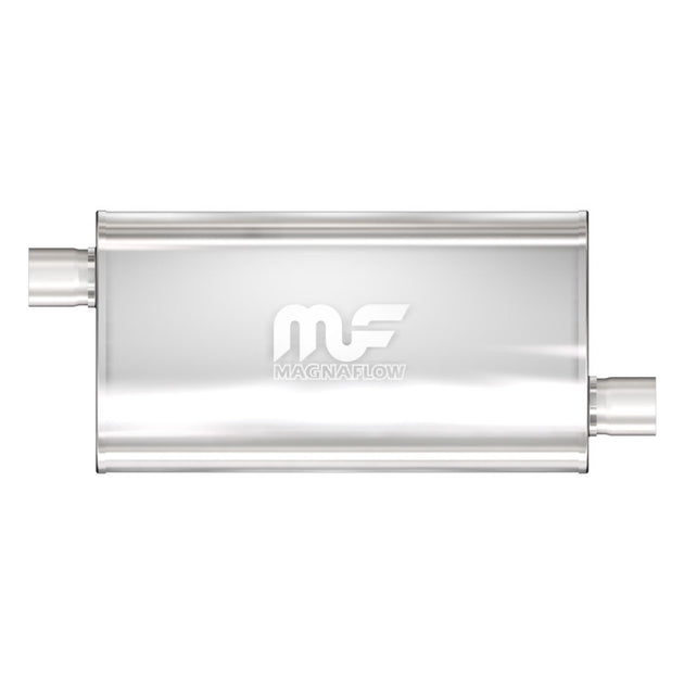 MagnaFlow Mag SS muffler with 22x5x11 inch dimensions and 3x3 inlet/outlet, installed on a vehicle exhaust system