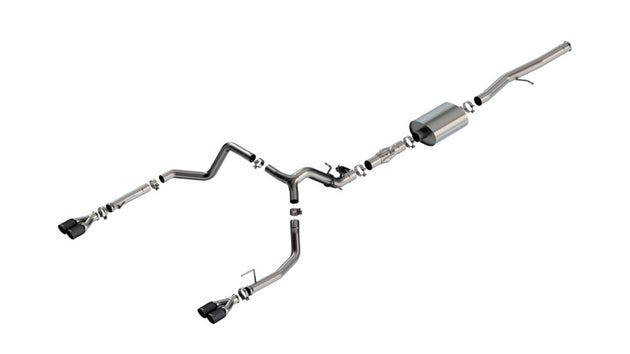 Borla 2024 Chevy Silverado 1500 6.2L V8 ATAK catback exhaust system with black anodized finish and included exhaust simulator.