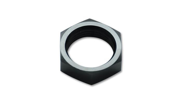 Vibrant aluminum -3AN bulkhead nut fitting for automotive and plumbing applications, shown in close-up with metallic finish.